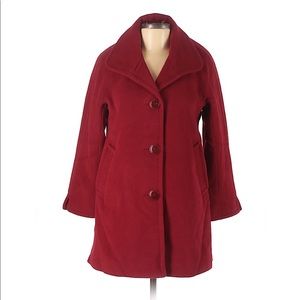 Ellen Tracy Red Wool Angora Stitched Details Coat